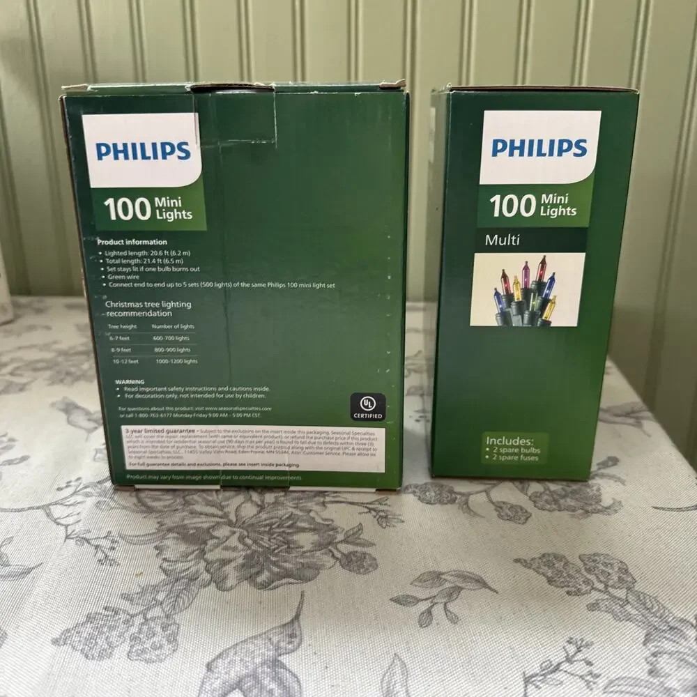 PHILIPS Indoor/Outdoor 100 Count Multi Color Mini Lights 20.6 Ft Lot 2 Box